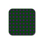 Mod Green Purple Circles Pattern Rubber Coaster (Square)  Front