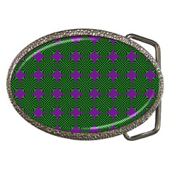 Mod Green Purple Circles Pattern Belt Buckles