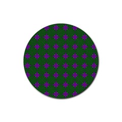 Mod Green Purple Circles Pattern Rubber Round Coaster (4 pack) 