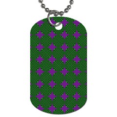 Mod Green Purple Circles Pattern Dog Tag (Two Sides)