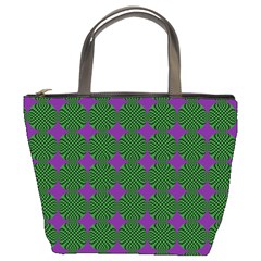 Mod Green Purple Circles Pattern Bucket Bag