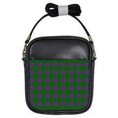 Mod Green Purple Circles Pattern Girls Sling Bag