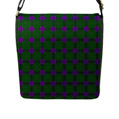 Mod Green Purple Circles Pattern Flap Closure Messenger Bag (L)