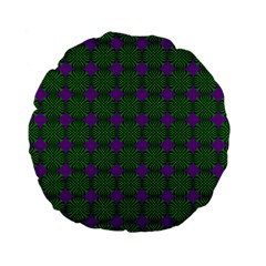 Mod Green Purple Circles Pattern Standard 15  Premium Flano Round Cushions