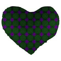 Mod Green Purple Circles Pattern Large 19  Premium Flano Heart Shape Cushions