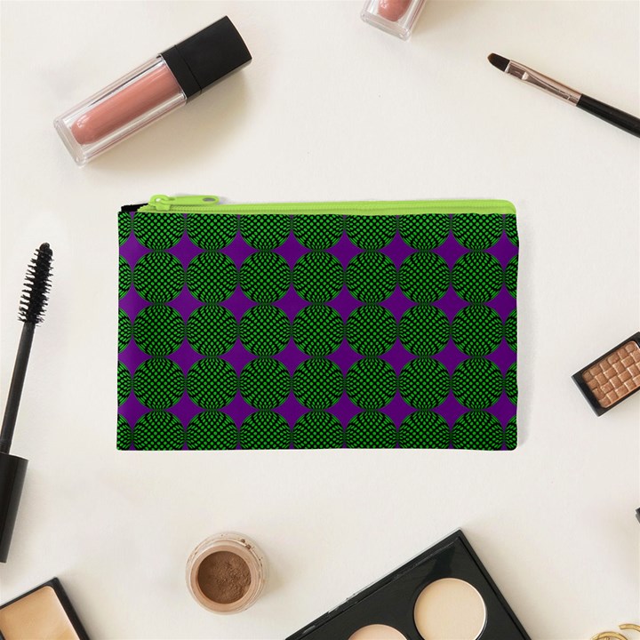 Mod Green Purple Circles Pattern Cosmetic Bag (XS)