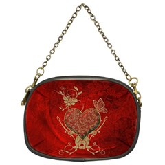 Wonderful Decorative Heart In Gold And Red Chain Purse (two Sides) by FantasyWorld7