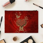 Wonderful Decorative Heart In Gold And Red Cosmetic Bag (Large) Back