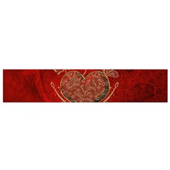 Wonderful Decorative Heart In Gold And Red Small Flano Scarf by FantasyWorld7