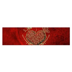 Wonderful Decorative Heart In Gold And Red Satin Scarf (oblong) by FantasyWorld7