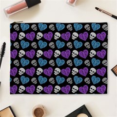 Skulls And Hearts Purple Cosmetic Bag (xl)