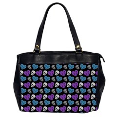 Skulls And Hearts Purple Oversize Office Handbag (2 Sides)