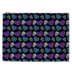 Skulls And Hearts Purple Cosmetic Bag (xxl)