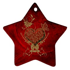 Wonderful Decorative Heart In Gold And Red Ornament (star) by FantasyWorld7