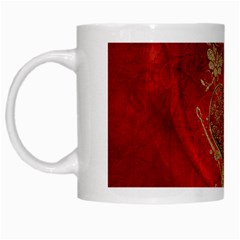 Wonderful Decorative Heart In Gold And Red White Mugs by FantasyWorld7