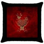 Wonderful Decorative Heart In Gold And Red Throw Pillow Case (Black) Front