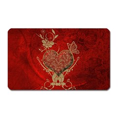 Wonderful Decorative Heart In Gold And Red Magnet (rectangular) by FantasyWorld7