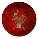 Wonderful Decorative Heart In Gold And Red Magnet 5  (Round) Front