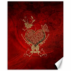 Wonderful Decorative Heart In Gold And Red Canvas 16  X 20  by FantasyWorld7