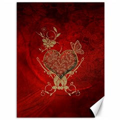 Wonderful Decorative Heart In Gold And Red Canvas 36  X 48  by FantasyWorld7