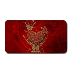 Wonderful Decorative Heart In Gold And Red Medium Bar Mats by FantasyWorld7