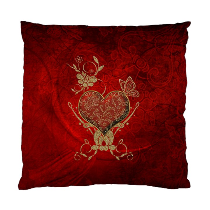 Wonderful Decorative Heart In Gold And Red Standard Cushion Case (Two Sides)