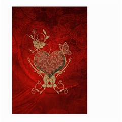 Wonderful Decorative Heart In Gold And Red Large Garden Flag (two Sides) by FantasyWorld7