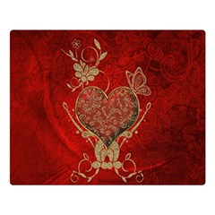 Wonderful Decorative Heart In Gold And Red Double Sided Flano Blanket (large)  by FantasyWorld7