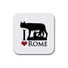 I Love Rome Graphic Icon Rubber Coaster (square)  by dflcprints