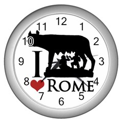 I Love Rome Graphic Icon Wall Clock (silver) by dflcprints