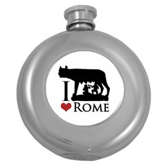 I Love Rome Graphic Icon Round Hip Flask (5 Oz) by dflcprints