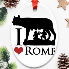 I Love Rome Graphic Icon Oval Ornament (two Sides)