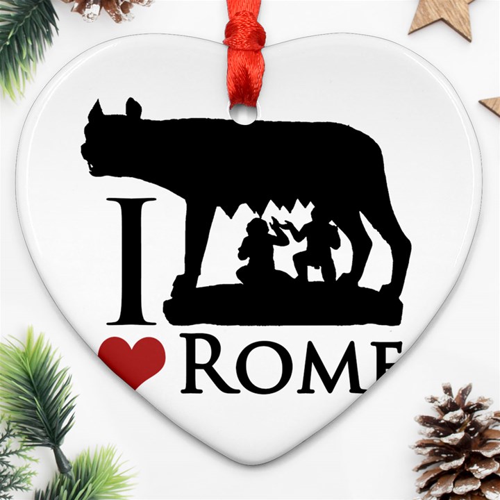 I Love Rome Graphic Icon Heart Ornament (Two Sides)