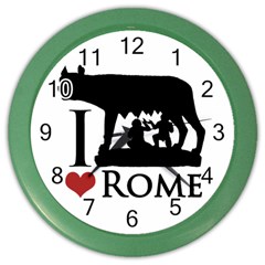 I Love Rome Graphic Icon Color Wall Clock by dflcprints