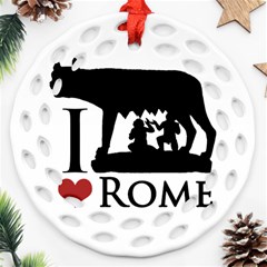 I Love Rome Graphic Icon Round Filigree Ornament (two Sides)