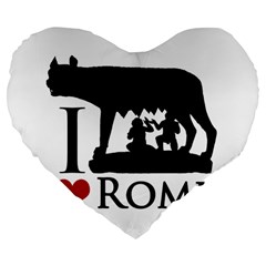 I Love Rome Graphic Icon Large 19  Premium Flano Heart Shape Cushions by dflcprints