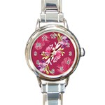 Motif Design Textile Design Round Italian Charm Watch Front