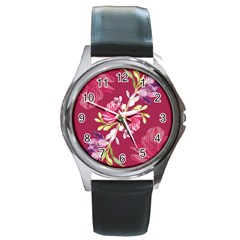 Motif Design Textile Design Round Metal Watch by Simbadda