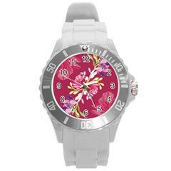 Motif Design Textile Design Round Plastic Sport Watch (l) by Simbadda