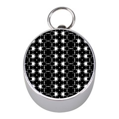 Black And White Pattern Mini Silver Compasses by Simbadda