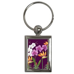 White Blossom Flower Key Chains (rectangle)  by Simbadda