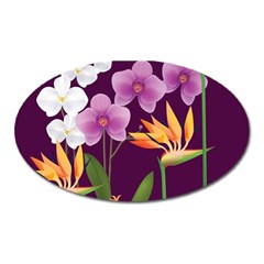 White Blossom Flower Oval Magnet by Simbadda