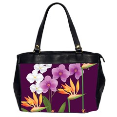 White Blossom Flower Oversize Office Handbag (2 Sides) by Simbadda