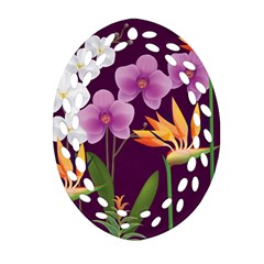 White Blossom Flower Ornament (oval Filigree)