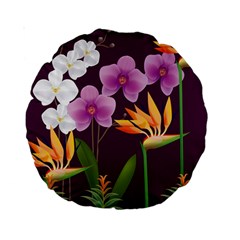 White Blossom Flower Standard 15  Premium Round Cushions