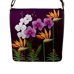 White Blossom Flower Flap Closure Messenger Bag (l) by Simbadda