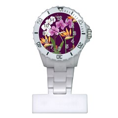 White Blossom Flower Plastic Nurses Watch by Simbadda