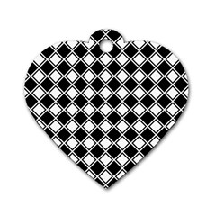 Square Diagonal Pattern Seamless Dog Tag Heart (two Sides) by Simbadda