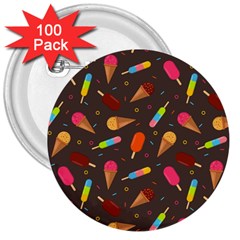 Ice Cream Pattern Seamless 3  Buttons (100 pack) 