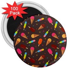 Ice Cream Pattern Seamless 3  Magnets (100 Pack) by Simbadda